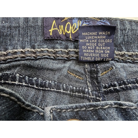 Angel Jeans Womens Midrise Blue Denim S13 Embroidered Back Pockets - Picture 3 of 10